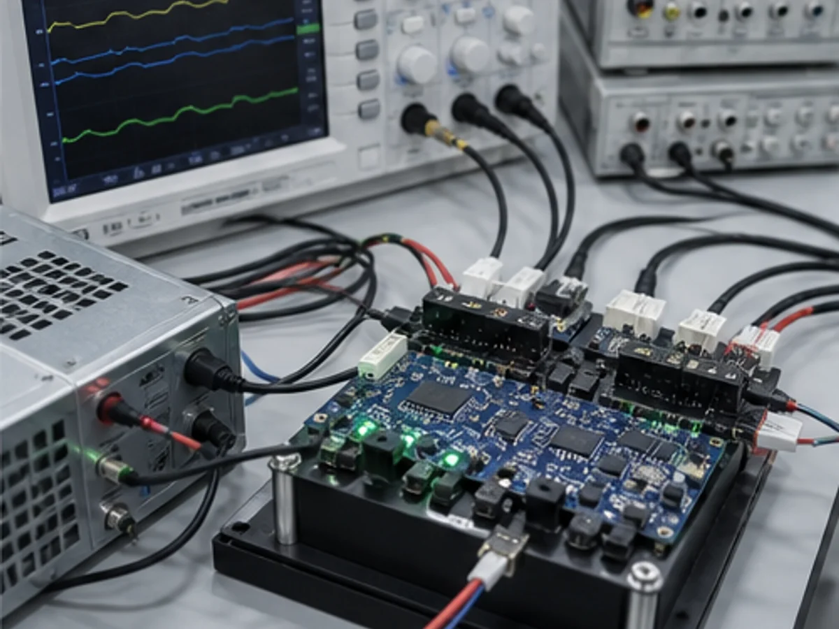 Test rig with cell simulator and device under test